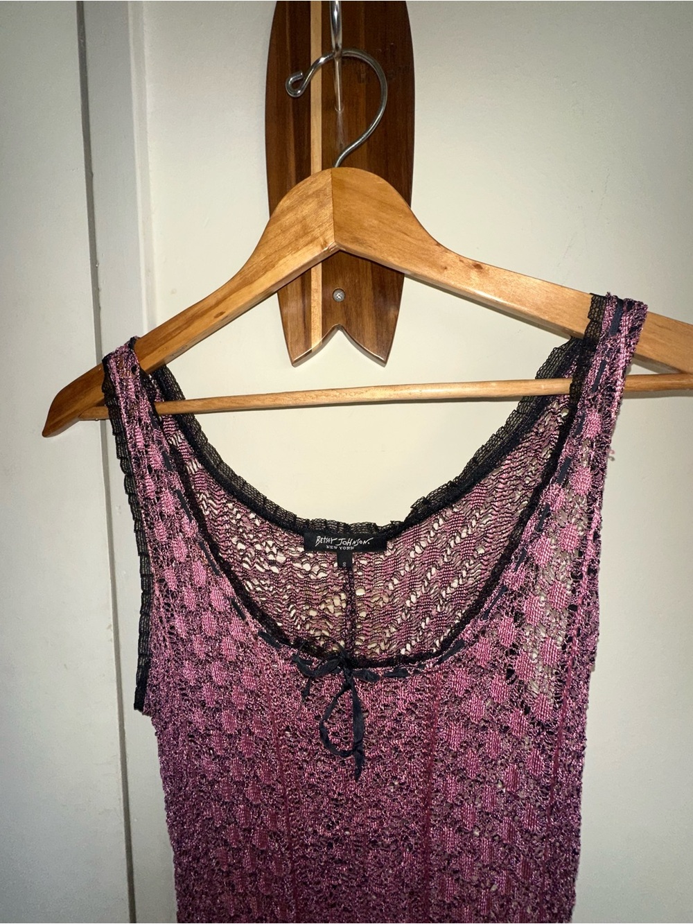 VTG Betsey Johnson pink and black lacy maxi slip dress - Picture 3 of 5